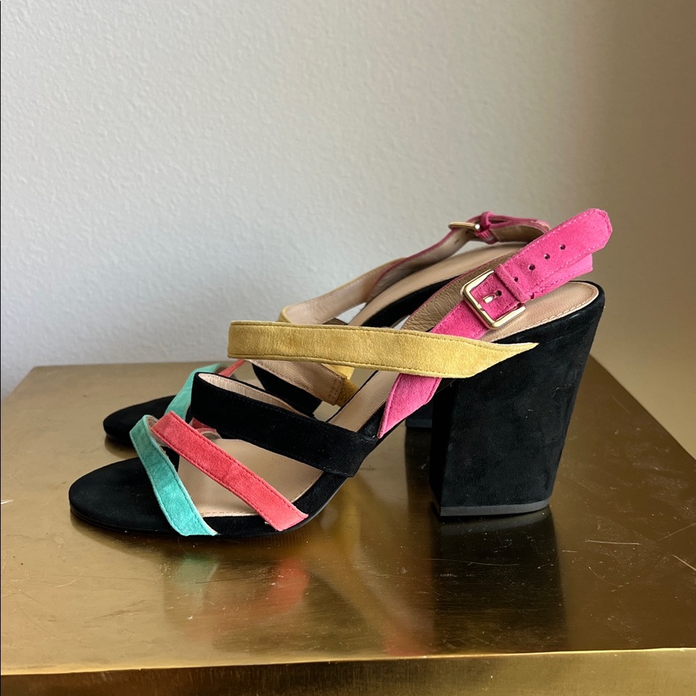Botkier Suede Multicolor Colorful Strappy Heels - Picture 4 of 9
